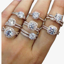 产品实物多种钻石戒指素材
