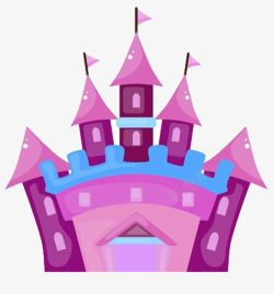 紫色卡通梦幻城堡素材