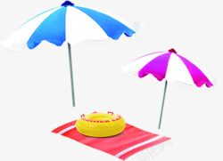 摄影手绘夏日沙滩遮阳伞素材