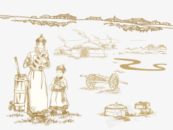 小河流蒙古族草原人物高清图片