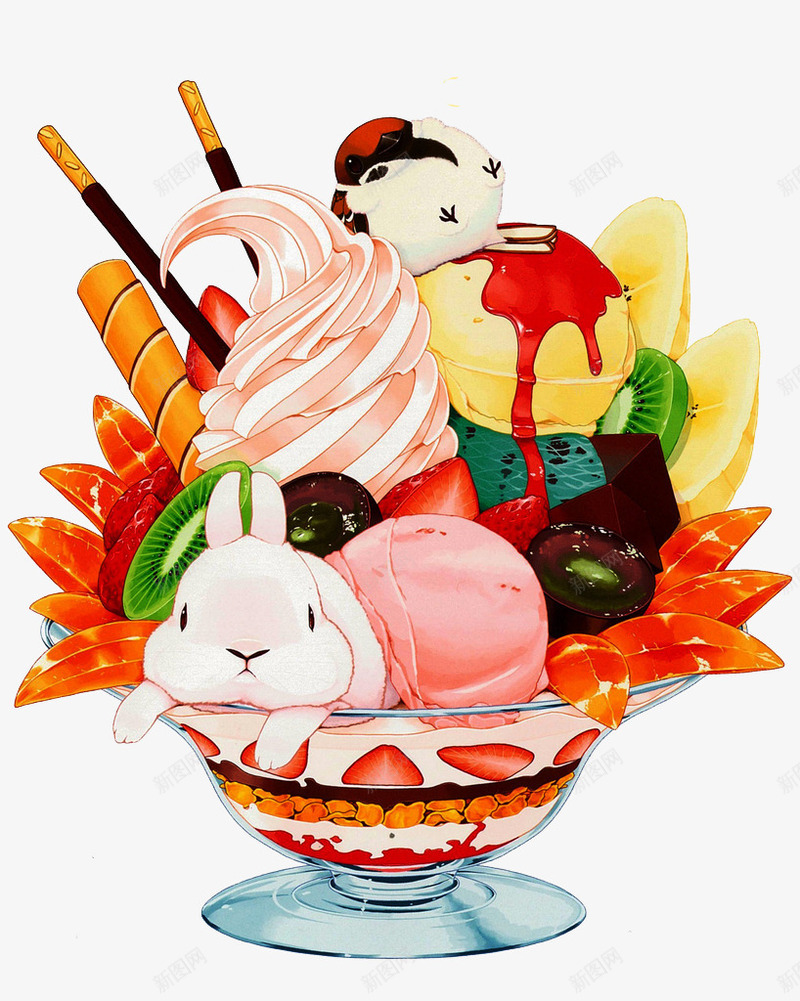 卡通冰淇淋png免抠素材_88icon https://88icon.com 冰淇淋漫画 冰激凌 水果 猕猴桃 番茄 美味 美食 饮食类