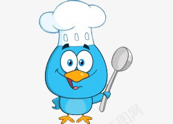 卡通手绘拿厨具的蓝色小鸟png免抠素材_88icon https://88icon.com 卡通手绘 拿厨具的蓝色小鸟 空中飞鸟
