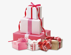 新年礼盒堆图片粉色礼盒高清图片