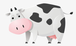 黑白牛卡通手绘奶牛白色高清图片