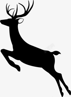 奔跑的黑色驯鹿圣诞节黑色阴影驯鹿图标高清图片