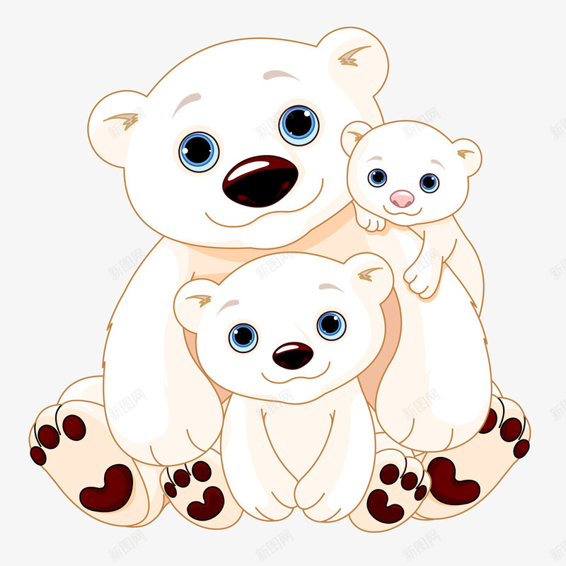 卡通幸福的白熊一家矢量图ai免抠素材_88icon https://88icon.com 一家 动物设计 卡通 幸福 森林 温馨 白熊 矢量图