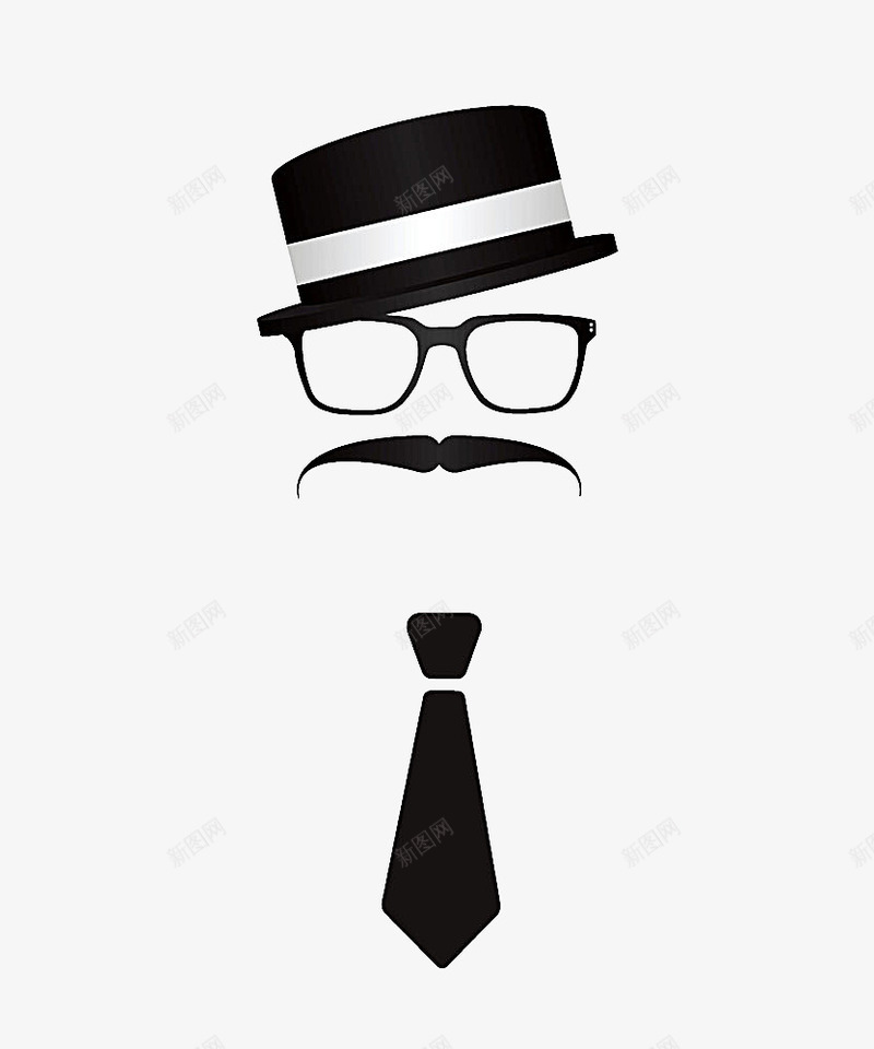 帽子胡子png免抠素材_88icon https://88icon.com 剪影 帽子 眼镜 胡子 长胡子的男人 领带 黑色