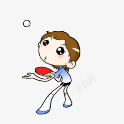 抛球卡通打乒乓球的女选手高清图片