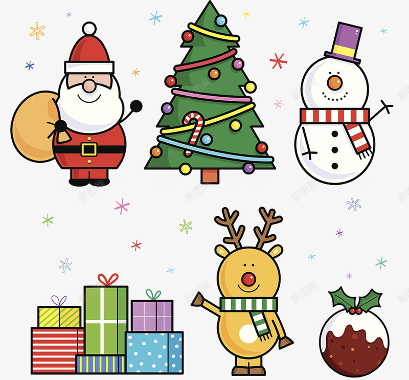 圣诞节卡通图案png免抠素材_88icon https://88icon.com 卡通 可爱 围巾 圣诞树 圣诞老人 圣诞节 甜甜圈 礼物盒子 雪人 雪花 麋鹿