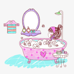 洗澡泡沫漫画图素材