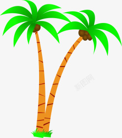 植物卡通海报沙滩椰子树素材