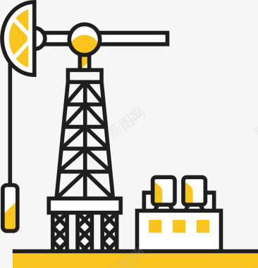 油田石油开采钻井平台矢量图图标图标