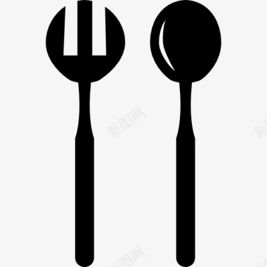 餐具平面设计叉勺沙拉图标图标