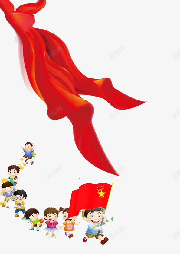 红领巾元素png免抠素材_88icon https://88icon.com 六一元素 卡通人物 小朋友 队伍 红领巾 装饰