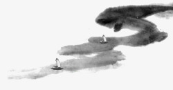山水意境古典意境山水船只水墨画图高清图片