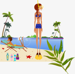沙滩度假矢量图素材