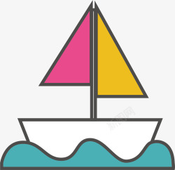 在河里的小船矢量图素材