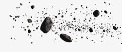 黑色石头炸飞飞溅创意合成黑色的飞溅旋转的石头岩石高清图片