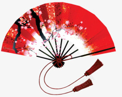 扇子红色扇子中国风扇子素材
