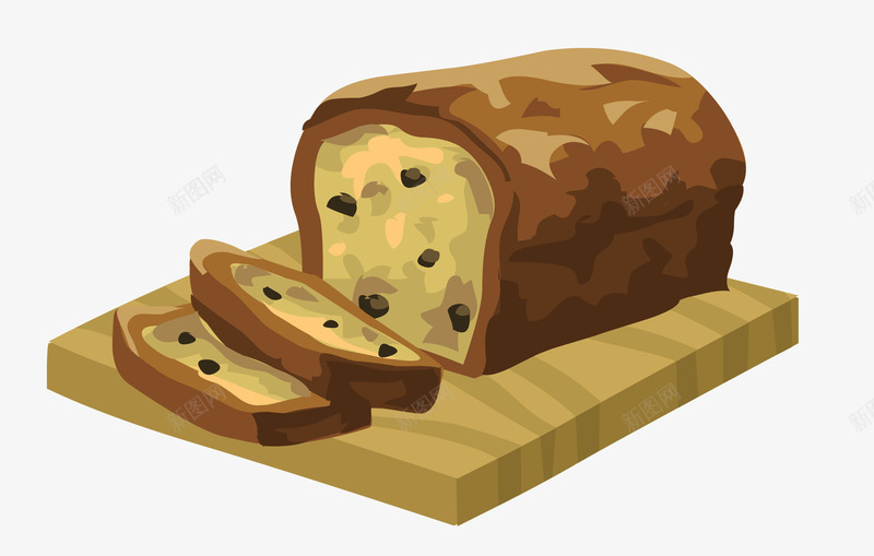 烤面包png免抠素材_88icon https://88icon.com 健康 好吃 对待 有营养 木板 棕色 烘烤的 片 白色背景 糖果 美味 美食 葡萄干 面包 食品 黄色