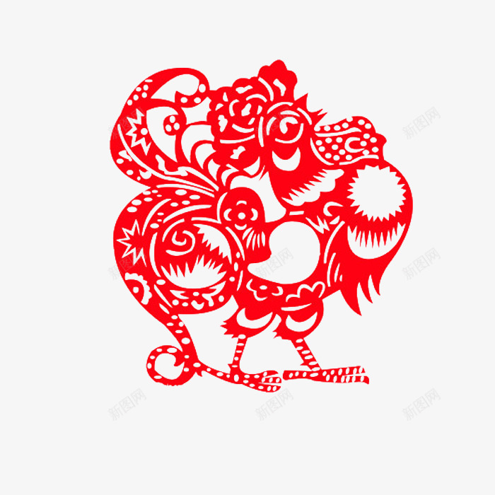 鸡年红色剪纸png免抠素材_88icon https://88icon.com 2017 新年快乐 红色剪纸素材 花朵文案 鸡年吉祥