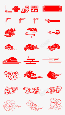 中国风系列图标中国风漂浮的祥云古风边框图标高清图片