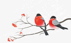 枝头积雪冬季下雪小鸟北极雪矢量图高清图片