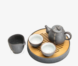 一壶两杯旅行茶道手工陶瓷素材