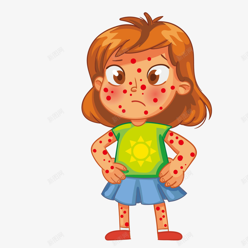 卡通身上长疹子的女孩png免抠素材_88icon https://88icon.com 人物设计 卡通 女孩 生病 疹子 过敏
