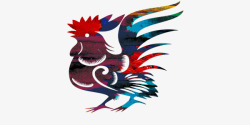 炫酷彩色公鸡中国风装饰素材