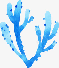 世界海洋日手绘蓝色珊瑚素材
