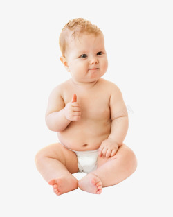 坐着着的宝宝竖起大拇指的外国宝宝高清图片