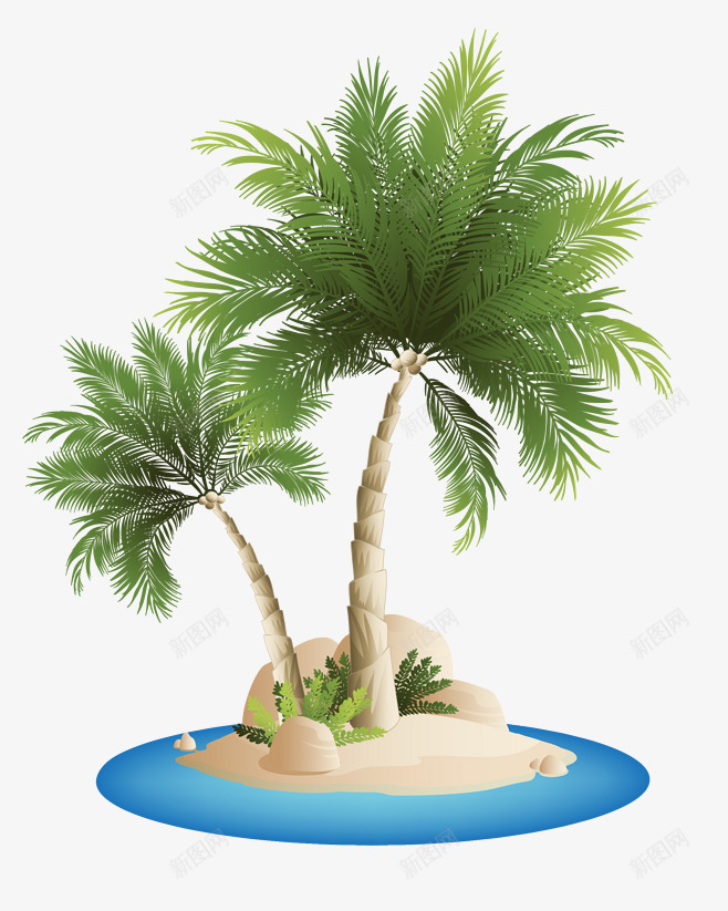 夏日绿色植物椰子树png免抠素材_88icon https://88icon.com 俯视椰子树 夏日 小岛 椰子树 沙滩 海滩
