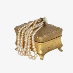 金色盒子珍珠项链素材