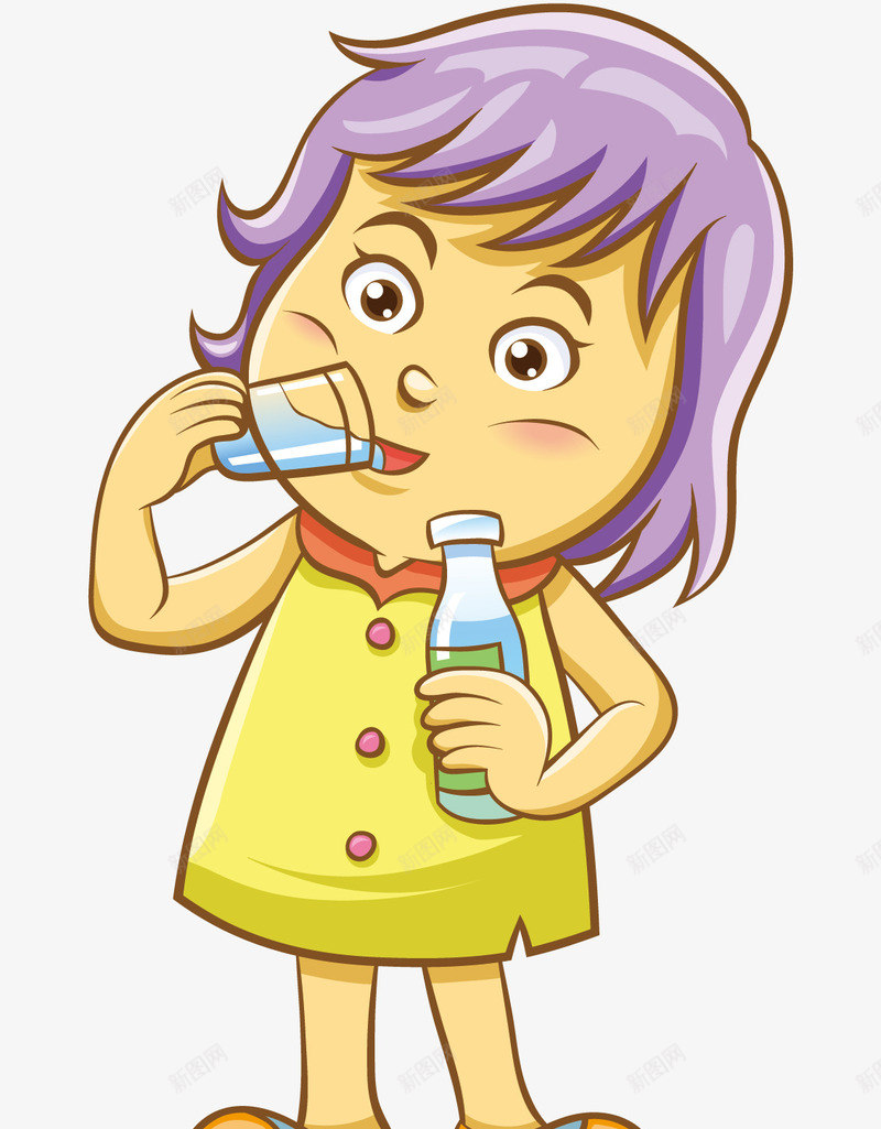 喝水的女孩png免抠素材_88icon https://88icon.com 人物 儿童 吃药 吃药卡通图 孩子 小孩