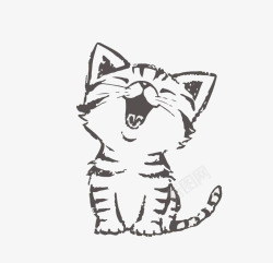 萌萌哒卡通可爱小动物大笑的猫咪高清图片