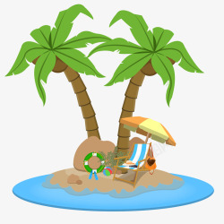 椰子树海边夏凉凉椅素材