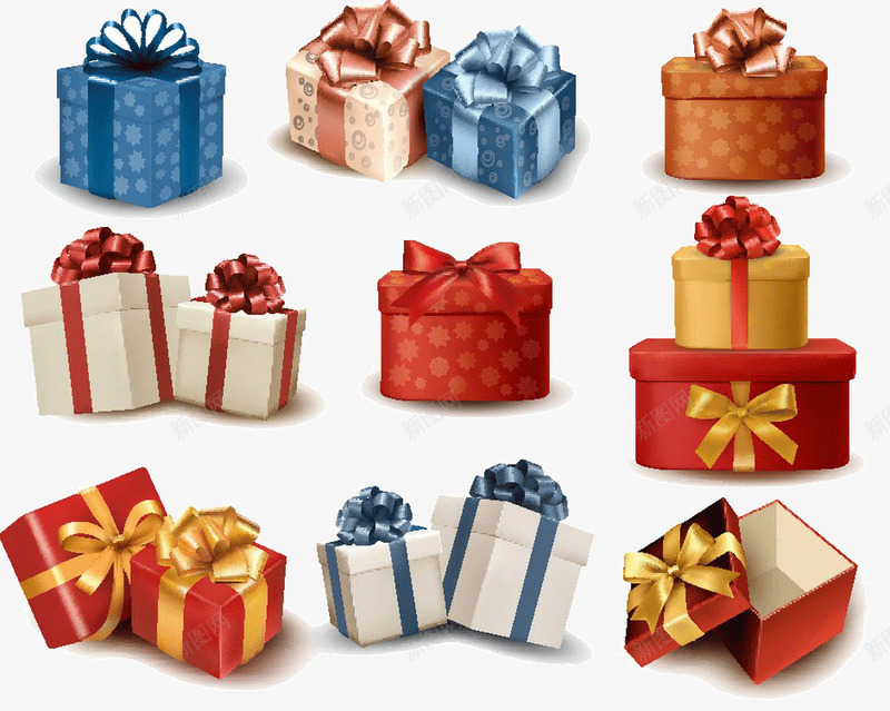 圣诞节礼物盒子包装盒png免抠素材_88icon https://88icon.com 免抠图 包装盒 圣诞节礼物 礼物盒子