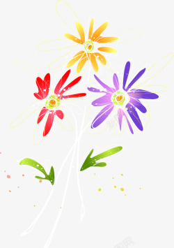 缤纷手绘彩色植物花卉矢量图素材