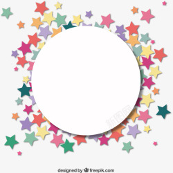 生日纸质边框布满星星的圆圈标签高清图片