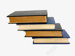 黑色楼梯状堆起来的书实物素材