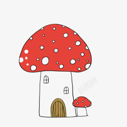 卡通简约蘑菇房屋素材