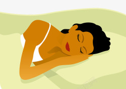 美女睡觉扁平插图侧身枕着手睡着的美女高清图片