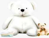 白色的大熊和肉粉色可爱小熊及书本素材