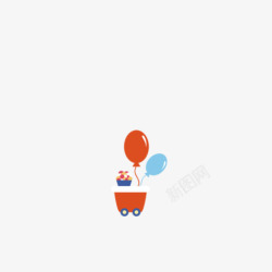 可爱卡通欢度六一儿童节气球云热气球红素材
