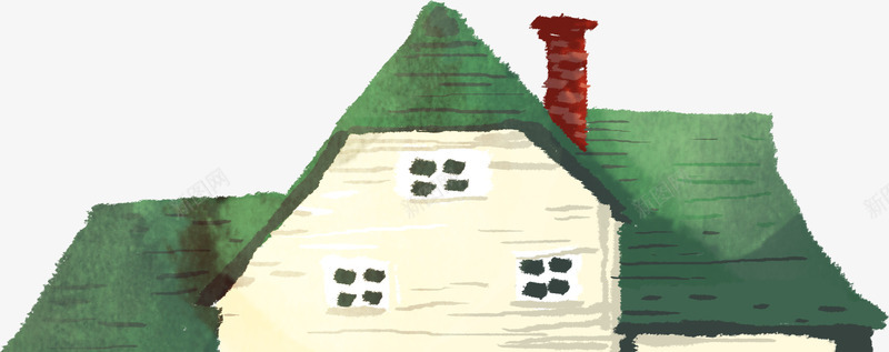 手绘绿色森林房屋png免抠素材_88icon https://88icon.com 房屋 森林 绿色