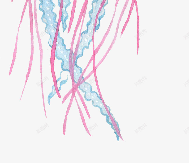 蓝粉色水母png免抠素材_88icon https://88icon.com 元素 卡通动物 可爱卡通 彩色水母 服装图案 海底生物 海洋生物 生活元素 红色水母 蓝粉色 面料图库 鱼