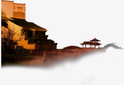 密煳古色古香的房子高清图片