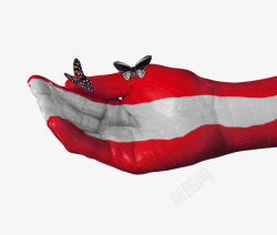 奥地利国旗手绘蝴蝶素材