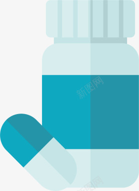 医疗心电图蓝色药瓶装饰图标矢量图图标